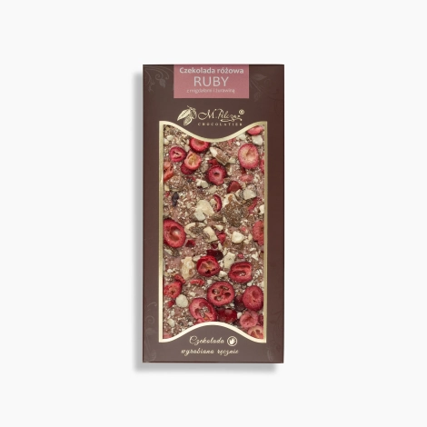 Czekolada różowa RUBY z żurawiną i migdałami 80g